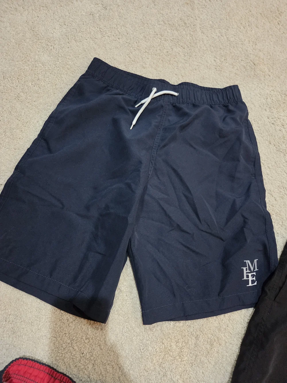 Bundle Of 3 Boys 14- Drawstring Athletic Shorts - Black, Navy & Red